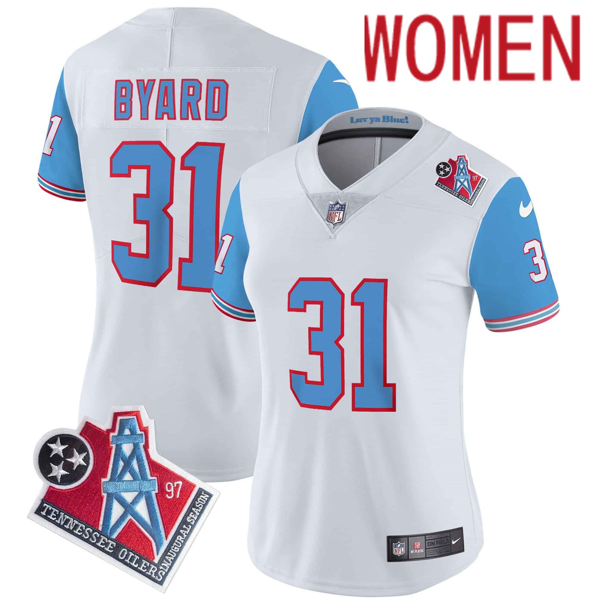 Women Tennessee Titans 31 Byard White 1997 Throwback 2024 Nike Limited Vapor NFL Jersey style 1